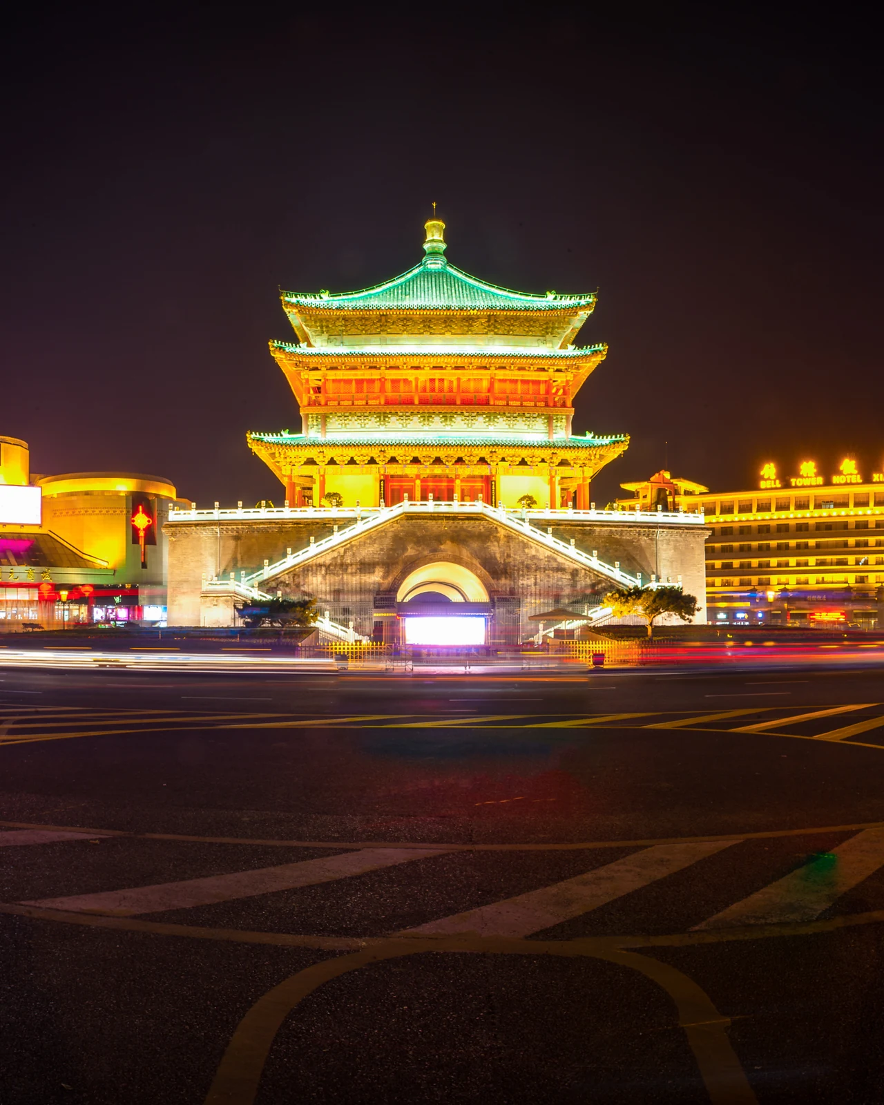 Xi’an Bell Tower exterior — evening view
